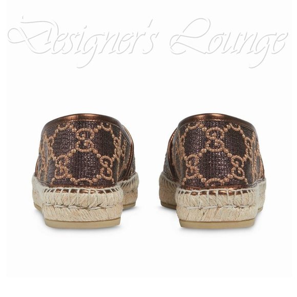 ⚡️SOLD! NEW GUCCI Heritage GG Monogram Brown Metallic Espadrilles Size EU 38 - Picture 7 of 12
